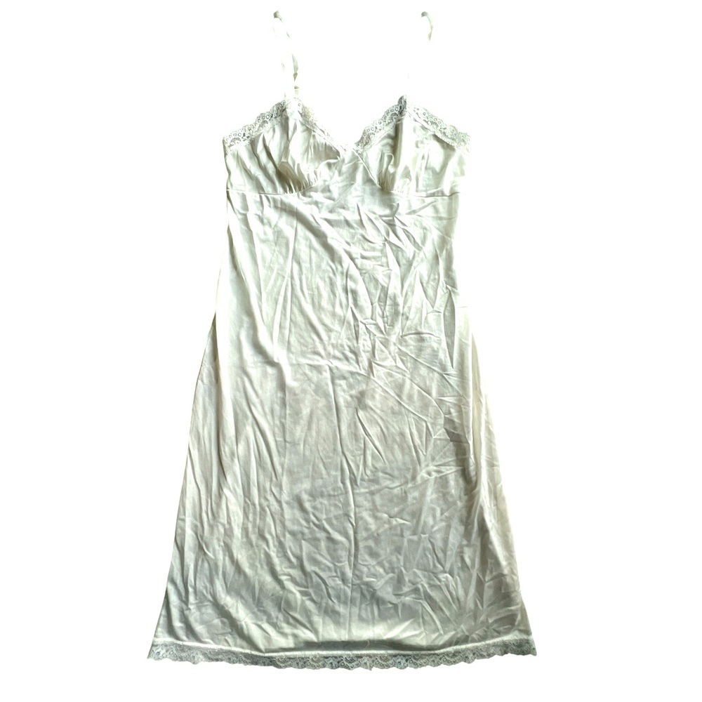 Vintage made in USA Deena Chic White Lace Chemise slip dress Sz 36